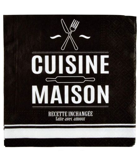Lot de 20 Serviettes en Papier Cuisine 33x33cm Noir