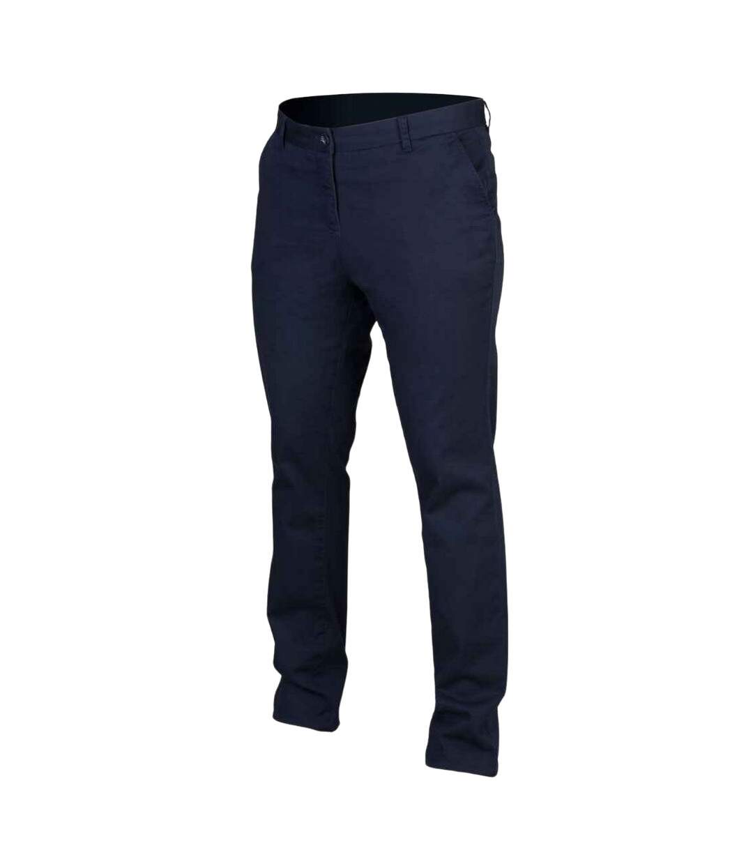 Womens/ladies Stretch Chinos Navy Front Row-4