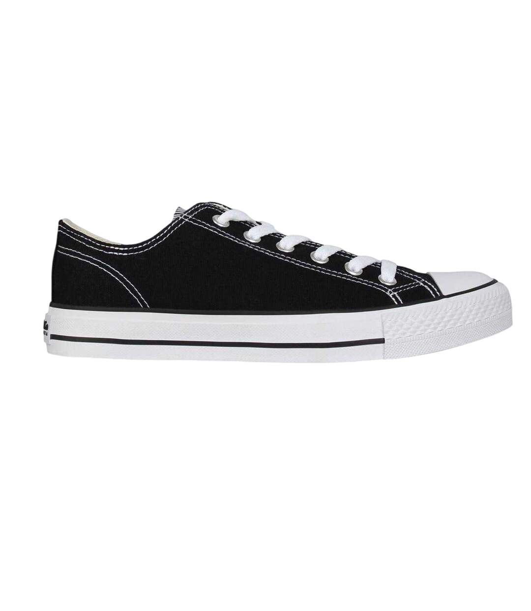 Womens/ladies Canvas Flat Trainers Black SoulCal-1