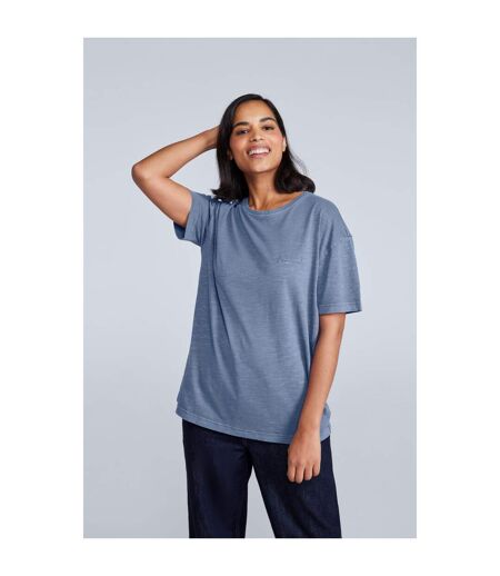 Womens/ladies Leena Organic Cotton Boxy T-shirt Blue Animal
