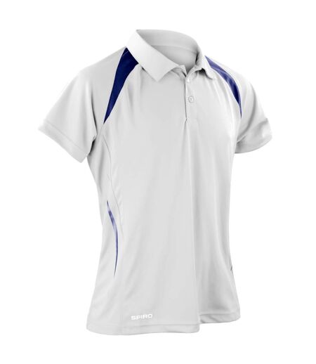 Spiro Mens Sports Team Spirit Performance Polo Shirt (White/Navy)