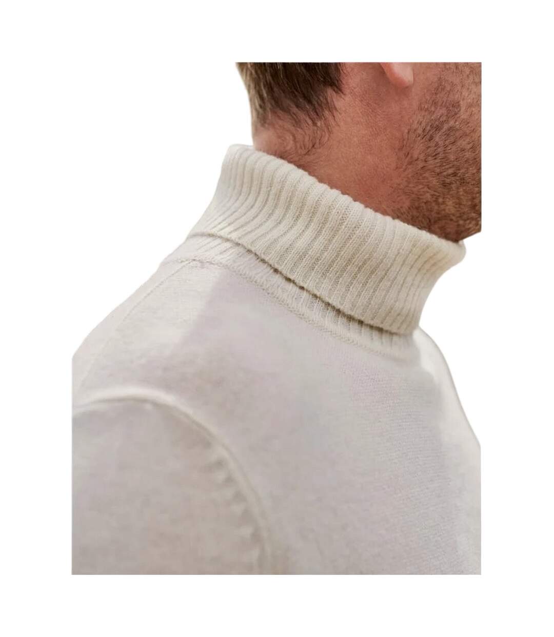 Chandail À Col Polo Pour Hommes Crème WoolOvers-2