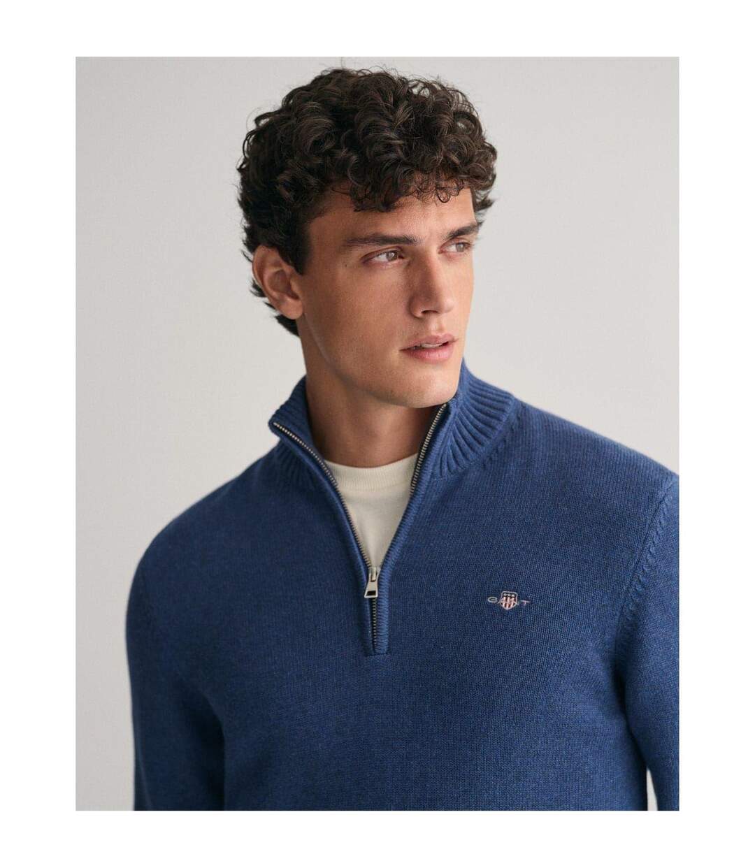 Mens Micro Textured Half Zip Sweatshirt Marine Gant-2