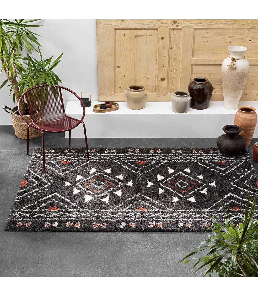 Tapis Déco à Motifs Saharienne 120x170cm Noir-3