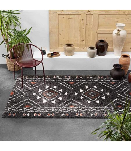 Tapis Déco à Motifs Saharienne 120x170cm Noir