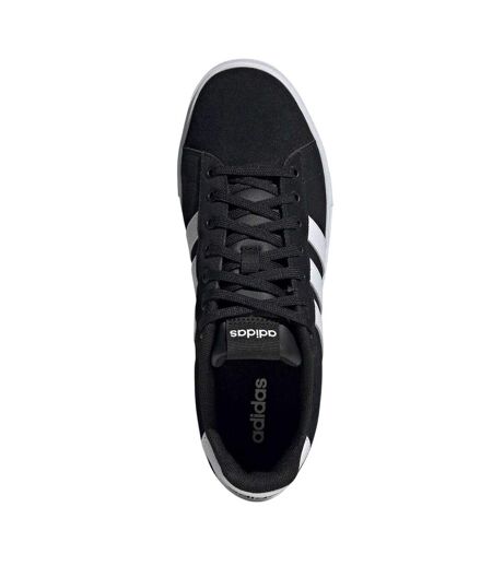 Mens Daily 4.0 Leather Flat Trainers Black Adidas
