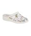 Womens/ladies Floral Leather Clogs White Dek-1