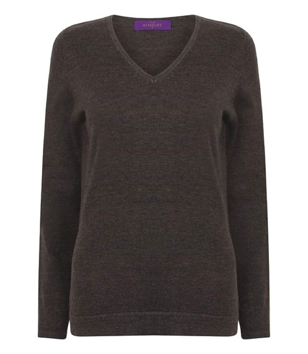 Pull col V - Femme - Tailles du XXS au 4XL - HB721 - gris marl-1