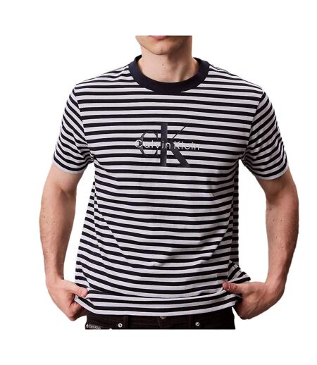 T-Shirt à rayure bleu/gris homme calvin klein jeans 20s stripe