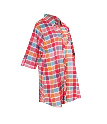 Womens/ladies checked button-down nightshirt pink forever dreaming