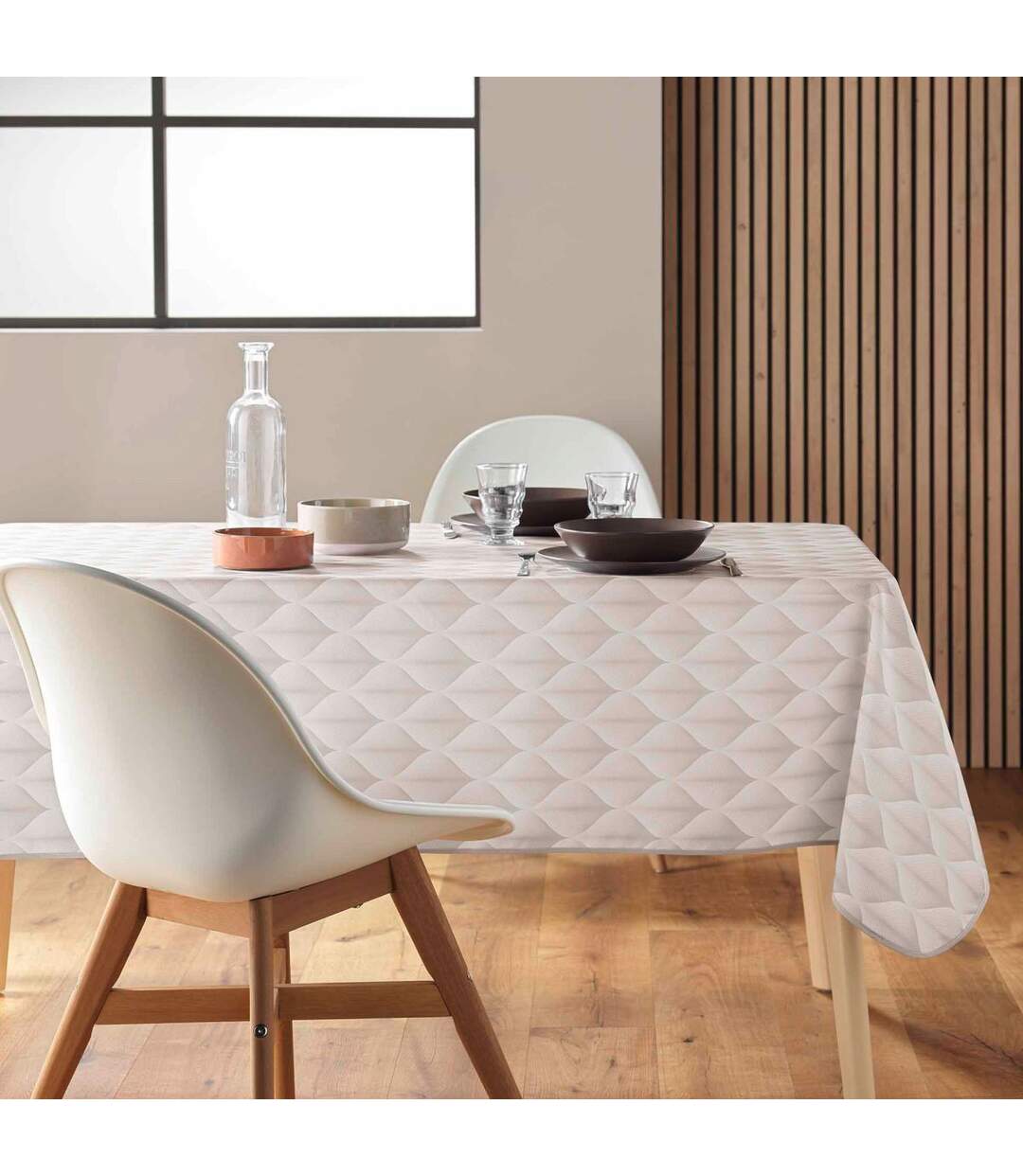 Nappe Antitache Imprimé Kalini 150x240cm Naturel-4