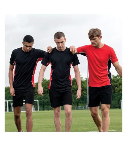Finden & Hales Mens Short Sleeve Performance Panel Sports T-Shirt (Black/ Red/ White) - UTRW4160