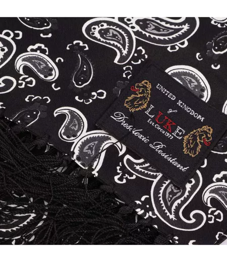 Womens/ladies One Paisley Silk Scarf One Size Black White Luke 1977