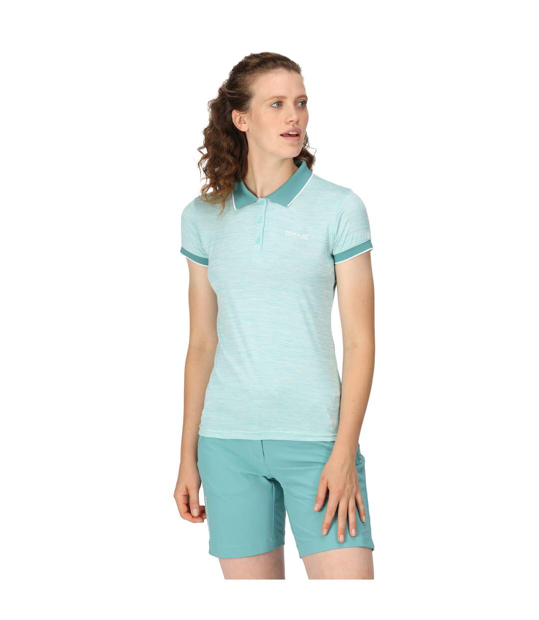 Polo manches courtes remex femme bleu turquoise pâle Regatta-4