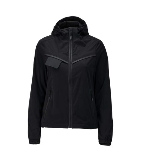 Womens/ladies Customised Stretch Hooded Jacket Black Mascot