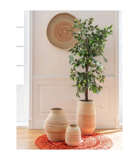 Déco Murale Plateau en Jonc Galene 100cm Naturel & Orange