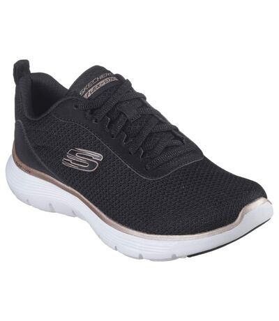 Womens/ladies flex appeal 5.0 uptake contrast trainers black/rose gold Skechers