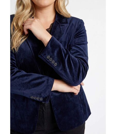 Veste blazer droite velours uni col tailleur