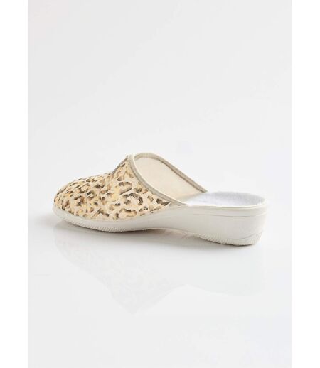 Chaussons mules sabot imprimé léopard