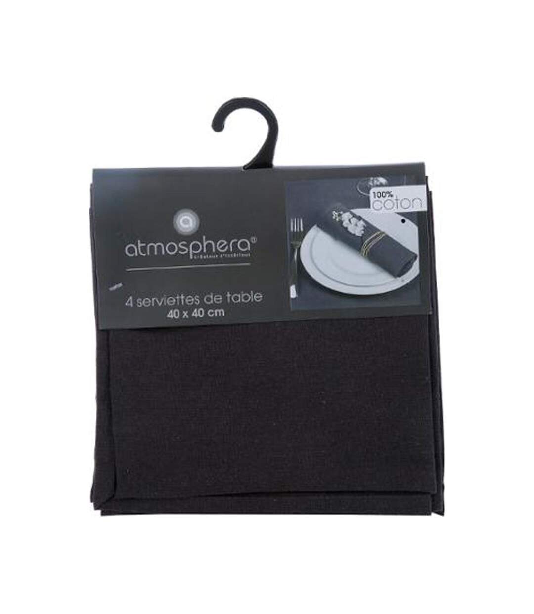 Lot de 4 Serviettes de Table Coton 40x40cm Gris Foncé-4