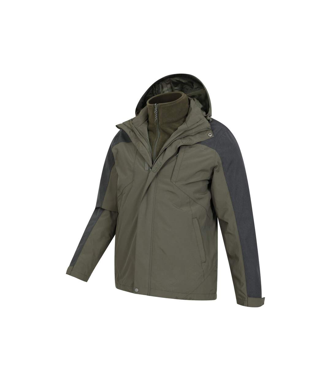 Mens District Extreme 3 In 1 Waterproof Jacket Khaki Green Mountain Warehouse-4
