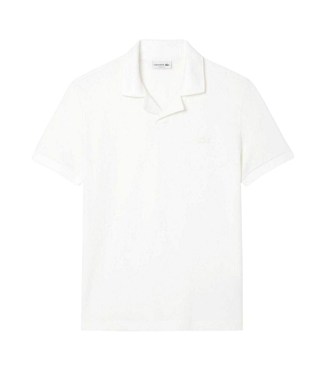 Mens Paris Open Collar Polo Shirt White Lacoste-2