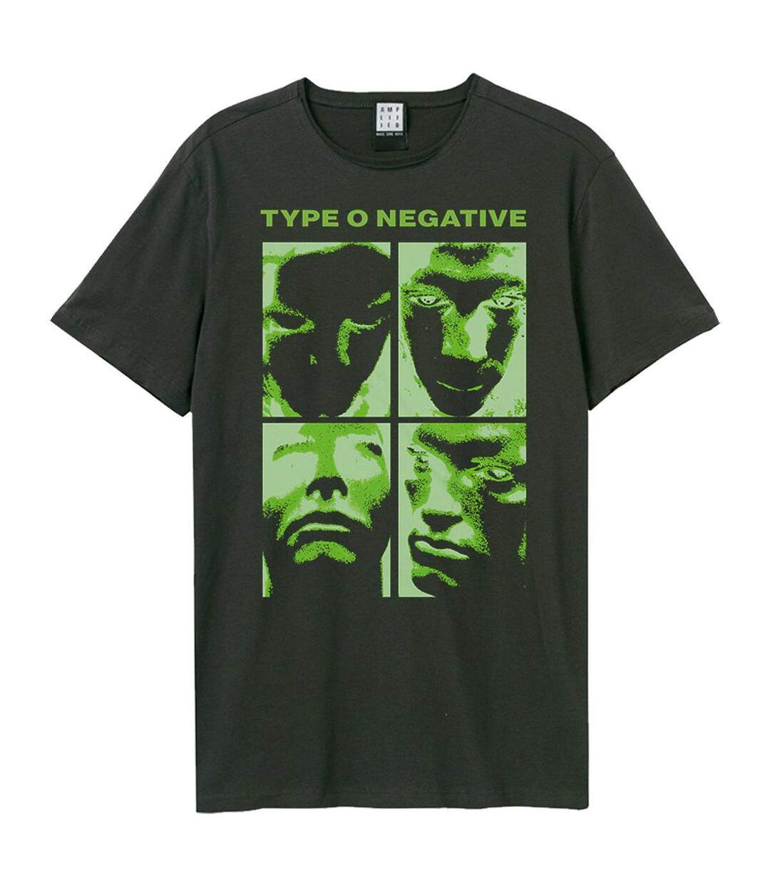 Unisex Adult Warped Faces Type O Negative T-shirt Charcoal Amplified-1