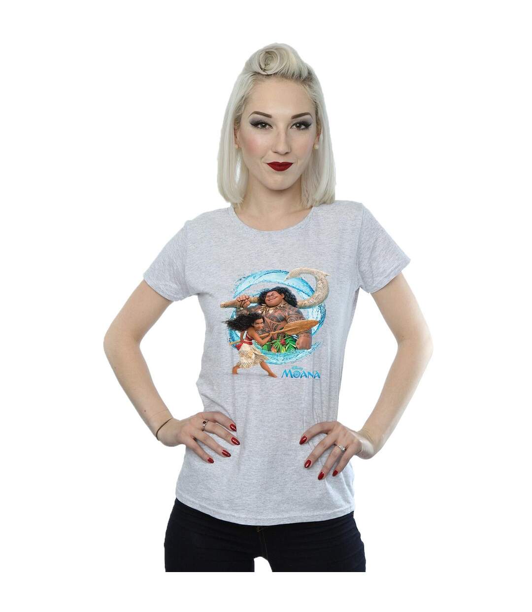 Disney T-shirt en coton Moana et Maui Wave - Femmes/Dames (Gris sportif) - UTBI34020-2