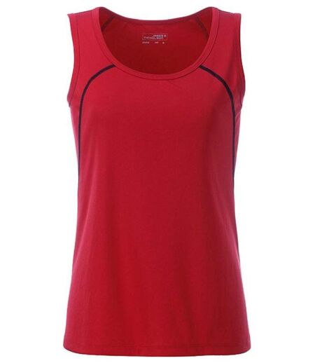 Débardeur running respirant - Femme - JN493 - rouge et noir