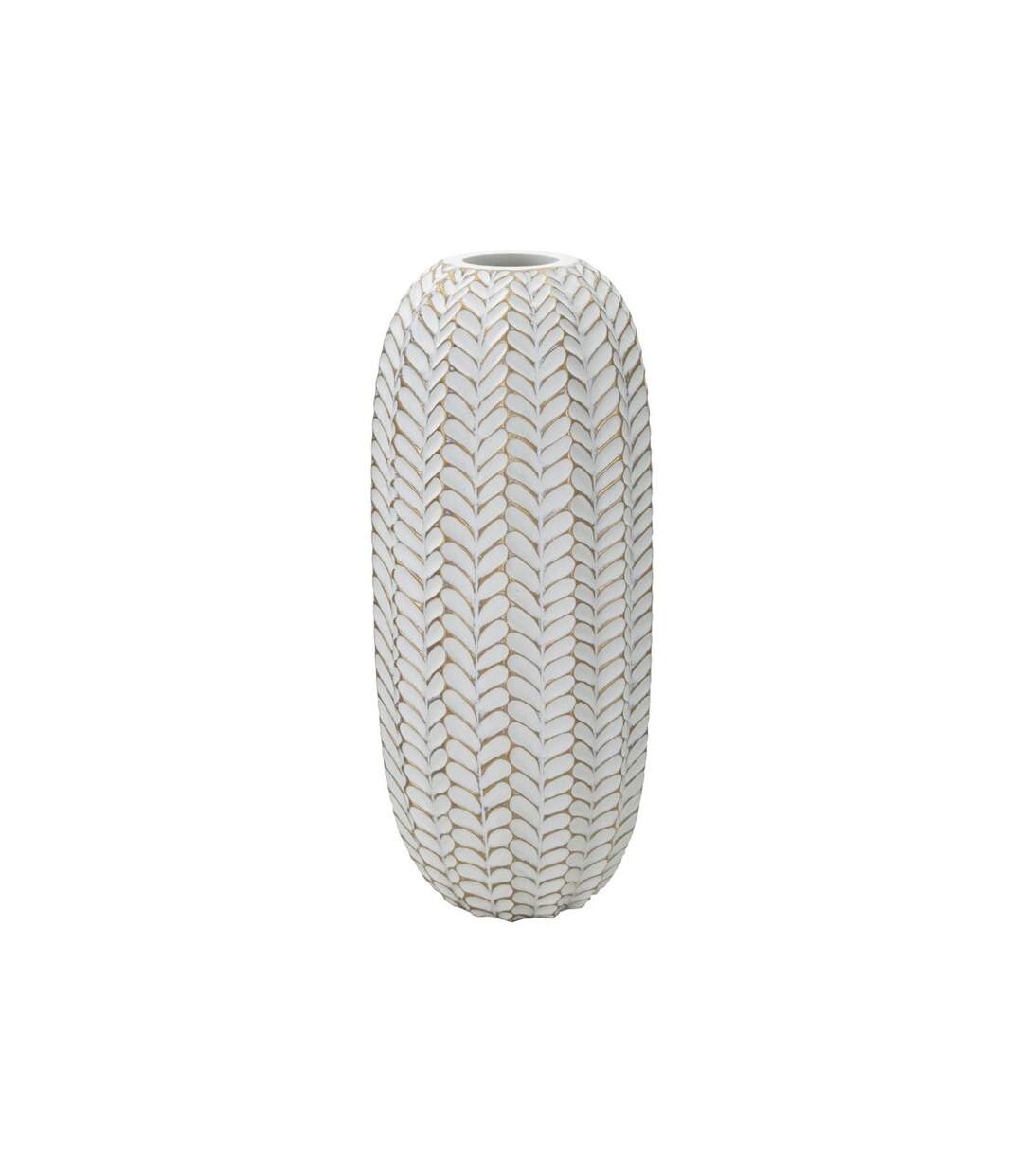 Vase Déco en Résine Leaf 46cm Blanc-1