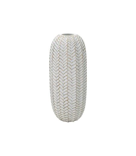 Vase Déco en Résine Leaf 46cm Blanc