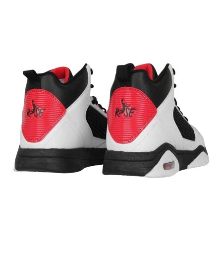 Mens Basketball Shoes White Black Red Rise