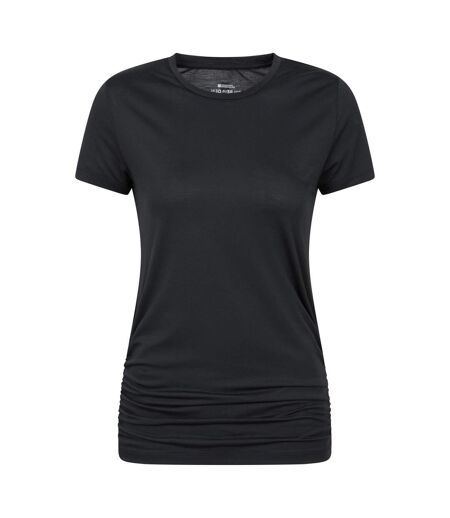 Womens/ladies Active Ruched Longline T-shirt Black Mountain Warehouse