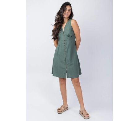 Robe courte sans manches MAURINE unie kaki Coton Du Monde