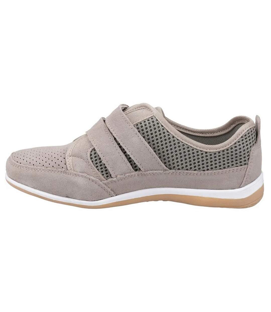 Womens/ladies Pamela Leather Trainers Taupe Fleet & Foster-3