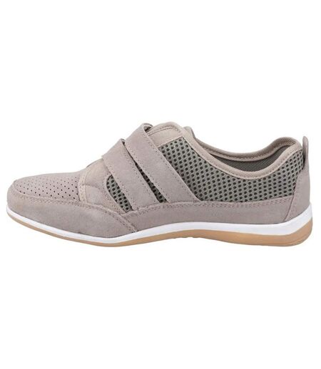 Womens/ladies Pamela Leather Trainers Taupe Fleet & Foster