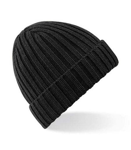 Beechfield Unisex Chunky Ribbed Winter Beanie Hat (Black)