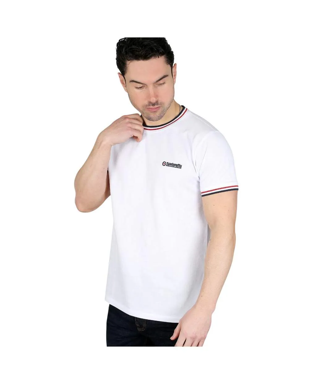T-shirt Ss25 Homme Blanc Bleu Marine Rouge Lambretta-4