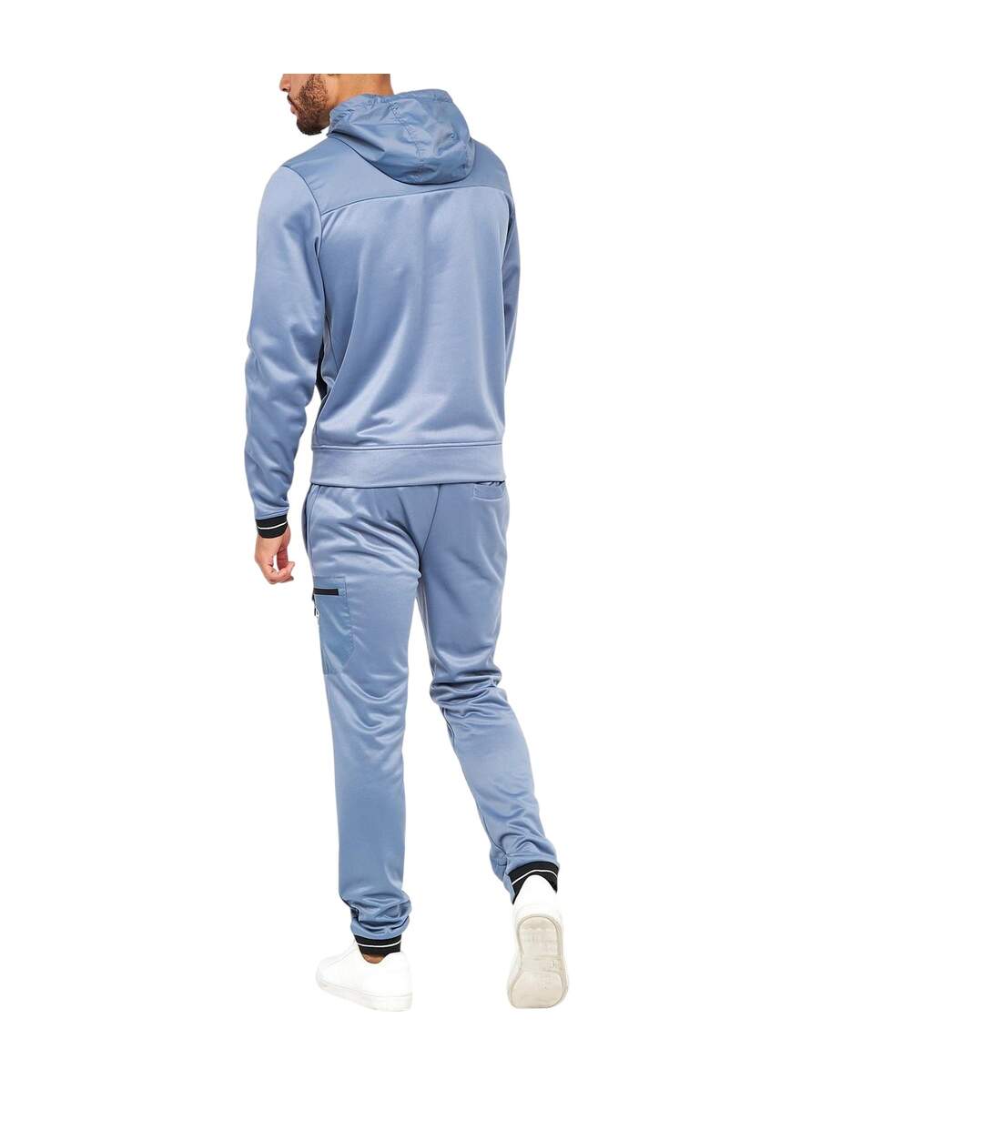 Mens Full Zip Hoodie Steel Blue Crosshatch-3