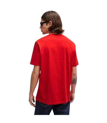 Mens Dulivio Contrast Logo T-shirt Red White Hugo