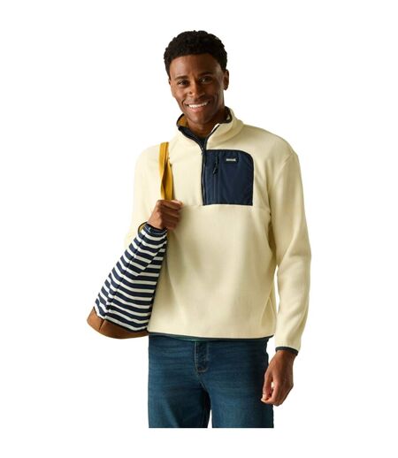 Mens Frankie Half Zip Fleece Top White Stone Navy Regatta
