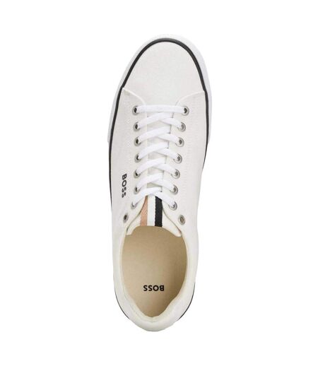Mens Aiden Leather Tennis Trainers White Boss