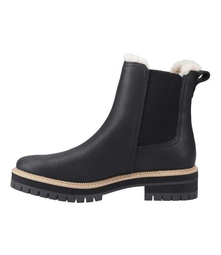 Womens/ladies Bennet Contrast Leather Ankle Boots Black Toms