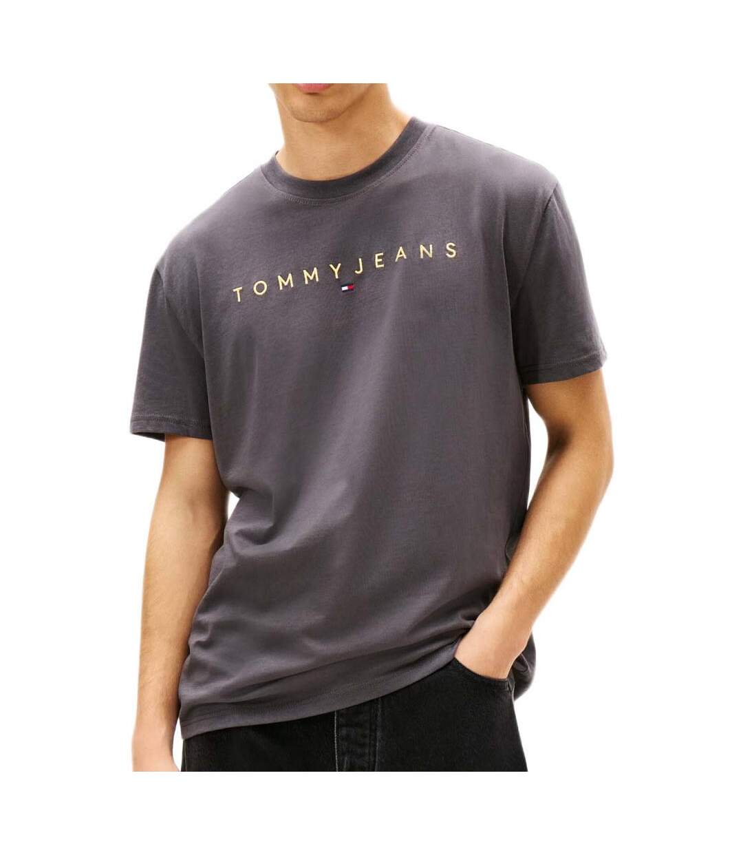 T-Shirt gris homme tommy hilfiger reg linearss-1