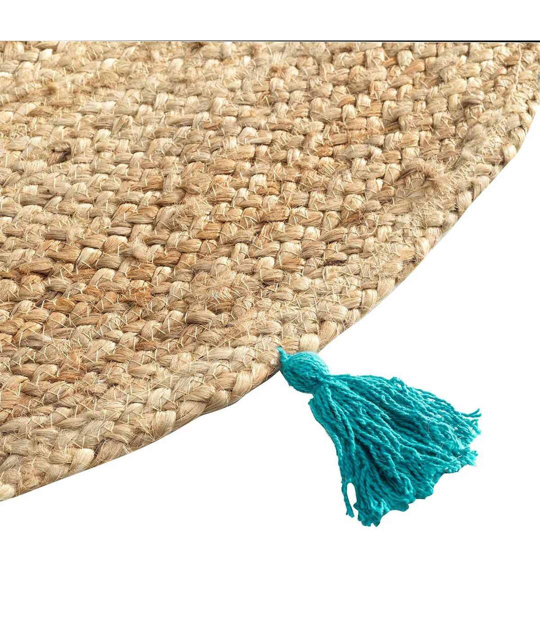 Tapis Déco Rond en Jute Shira 120cm Turquoise-2