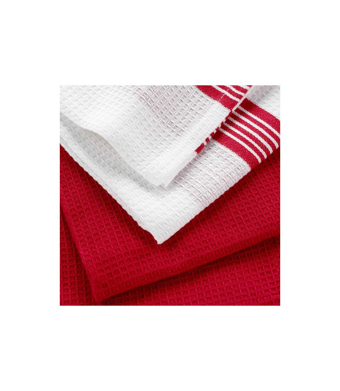 Lot de 2 Torchons Nid d'Abeille Suzette 50x70cm Rouge-2