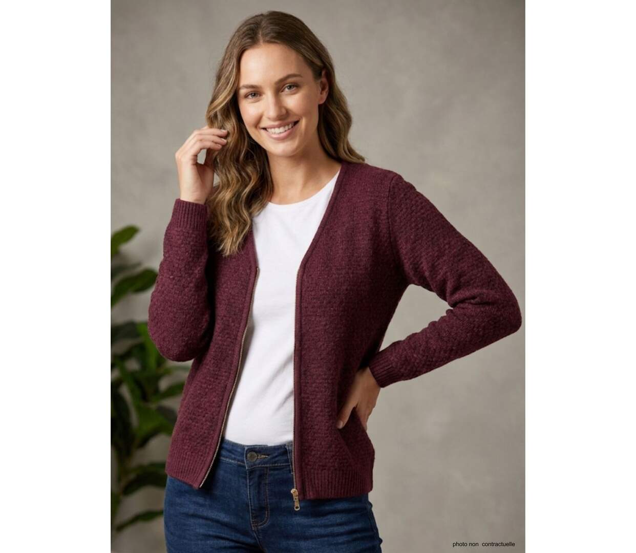 Cardigan Uni Femme Café (Réf. CAFE1)-3