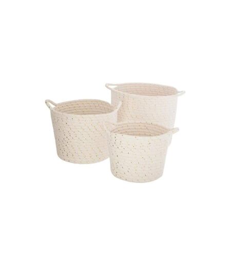 Lot de 3 Paniers de Rangement Lurex 24cm Naturel