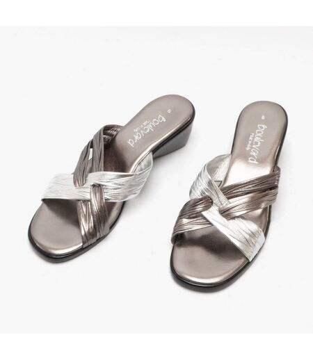 Lucia Womens/Ladies X Over Mule Sandals (Pewter/Silver) - UTDF217