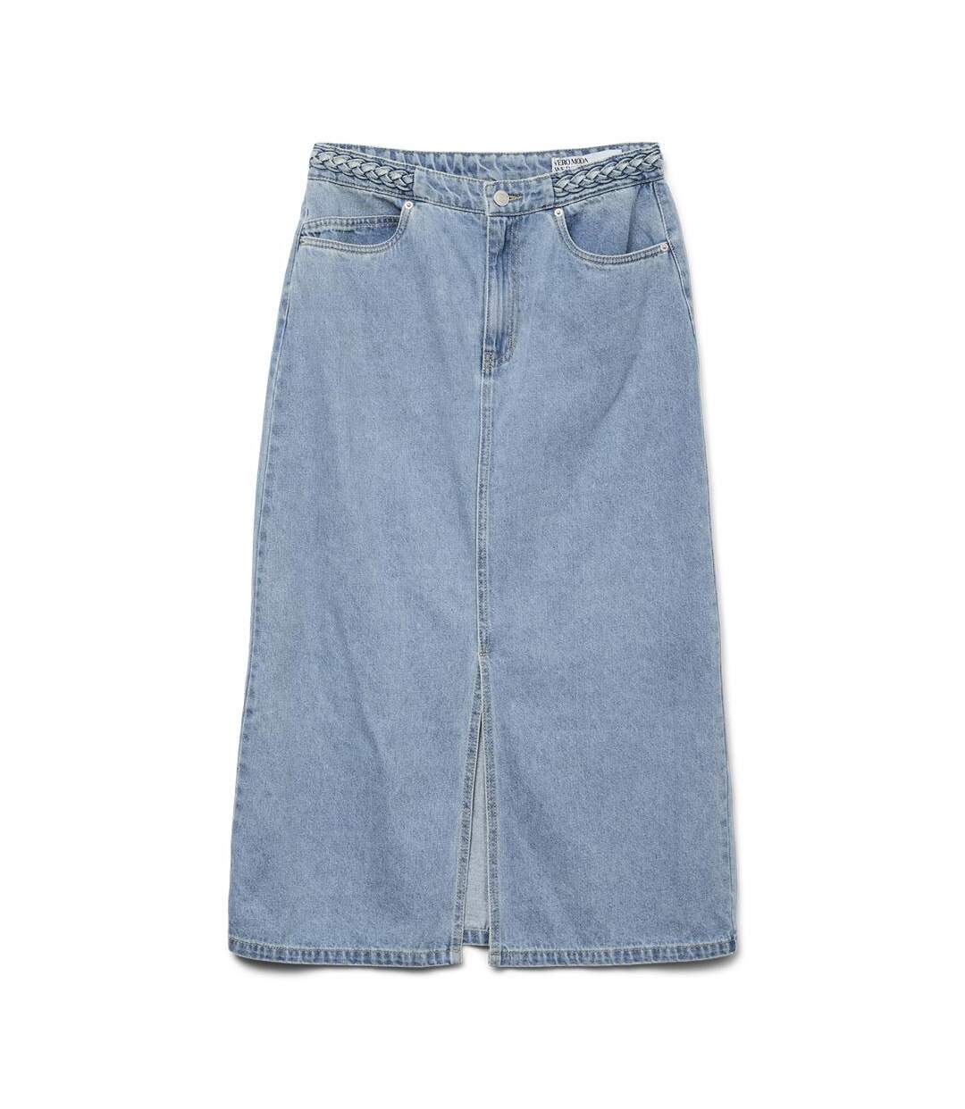 Jupe longue jean bleu femme vero moda veri - l-2